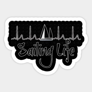 Sailing Life ECG Rhythm Sailboat on Front Sticker